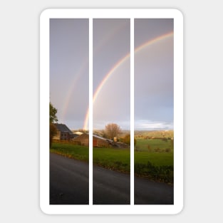 Herve, Belgium - Double rainbow in the Liege Province. Autumn rainy day. (vertical) Sticker